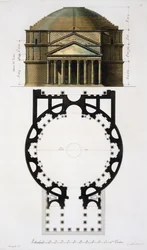 Plano y Fachada del Panteón, Roma